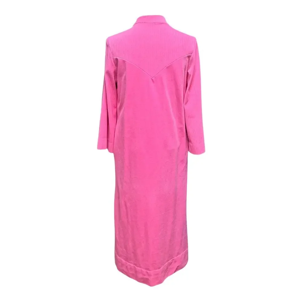 Vintage Vassarette Half Zip Full Length Robe Pink 12